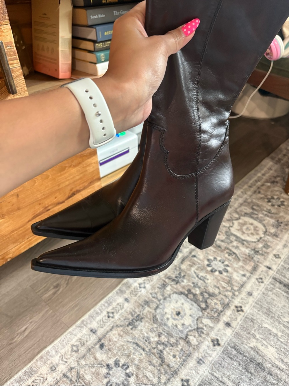 Free People Copenhagen leather point boots brown size 8.5 western cowgirl - Picture 10 of 16